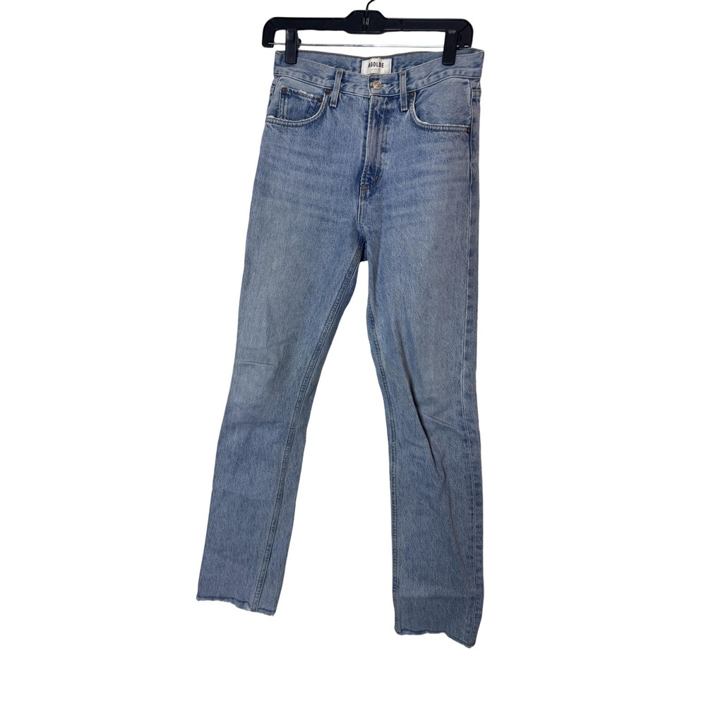 AGOLDE Cherie Jeans Womens 24 Light Wash High Rise Slim Straight Raw Hem Denim